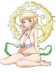  1girl absurdres bikini blonde_hair blue_eyes ebora feet highres looking_at_viewer navel orsola_aquinas plump short_hair smile solo stomach swimsuit toaru_majutsu_no_index toes 