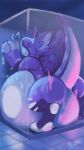  2021 accidentalaesthetics anthro belly_on_ground big_ears dragon eyes_closed fur furred_dragon hair hands_on_wall hi_res horn huge_belly koruko liquid_inflation male nude purple_body purple_fur purple_hair shaded shower solo thick_arms water_inflation 