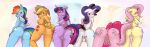  absurd_res anthro anthrofied anus applejack_(mlp) big_butt blush bodily_fluids breasts butt equid equine female fluttershy_(mlp) friendship_is_magic genital_fluids genitals group hasbro hi_res holding_butt horn looking_at_viewer looking_back looking_back_at_viewer mammal my_little_pony nude pegasus pinkie_pie_(mlp) presenting presenting_hindquarters presenting_pussy pussy pussy_juice rainbow_dash_(mlp) rarity_(mlp) saturdaymorningproj spread_pussy spreading twilight_sparkle_(mlp) unicorn wings 