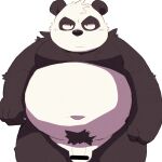  2023 96tning anthro balls bear black_body black_nose flaccid genitals giant_panda kemono male mammal overweight overweight_male penis pubes solo white_body 