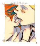  1boy 1girl alexander_(veil) biting blonde_hair close-up closed_eyes commentary dated ear_biting emma_(veil) eyelashes kotteri orange_hair profile symbol-only_commentary veil_(manga) 