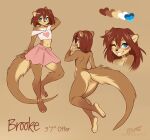  2022 4_toes anthro blue_eyes brown_body brown_fur brown_hair butt dragonfu feet fur girly hair looking_at_viewer male mammal model_sheet mustelid navel nude one_eye_closed otter paws short_hair smile solo tail toes wink 