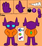  3_fingers 3_toes anthro balls clothing digital_media_(artwork) erection feet fingers generation_3_pokemon genitals hi_res humanoid_genitalia humanoid_penis male model_sheet nintendo penis pokemon pokemon_(species) sabes sableye secretsableye simple_background smile solo teeth toes 