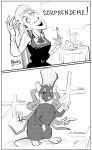  2koma anton_ego balgitt black_and_white blood bodily_fluids chainsaw_man character_request chef_hat clothing comic crossover death demon disney duo eyes_closed falling_demon female feral fusion hat headgear headwear hi_res human japan mammal markings mole_(marking) monochrome multi_arm multi_limb murid murine no_neck open_mouth pixar pochita_(chainsaw_man) rat ratatouille remy rodent signature simple_background smile spanish_text text translated white_background 