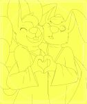  absurd_res angel_gabby angel_hare angel_hare_(species) angel_zaggy anthro arm_around_shoulders duo embrace feathered_wings feathers female gesture hand_heart hare hi_res hug jaylus_t_meowstic lagomorph leporid male mammal rabbit romantic romantic_couple simple_background smile tagme wings yellow_background 