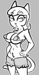  2023 4_fingers a_kitty_bobo_show alternate_costume anthro bent_arm big_breasts big_eyes bikini bikini_bottom biped bottomwear breasts clothed clothed_anthro clothed_female clothing crotch_tuft curved_eyebrows digital_drawing_(artwork) digital_media_(artwork) domestic_cat eyebrow_through_hair eyebrows eyelashes felid feline felis female female_anthro fingers fur fur_tuft gold-white-kott greyscale hair hand_on_hip hand_on_own_hip hi_res lidded_eyes looking_aside maggie_(kitty_bobo) mammal monochrome mouth_closed nipple_outline outline portrait prick_ears resting_bitch_face short_hair skimpy skimpy_bikini skimpy_swimwear solo standing straight_legs swimwear tail three-quarter_portrait translucent translucent_hair tuft white_outline 