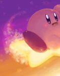  arm_up bright_pupils flying kirby kirby_(series) no_humans open_mouth purple_eyes solo star_(symbol) tannborain warp_star white_pupils 