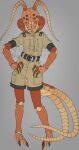  3_toes 4_fingers 6_eyes antennae_(anatomy) anthro arthropod belt bottomwear centipede clawed_fingers claws clothed clothing feet female fingers hands_on_hips hi_res khaki_shorts looking_at_viewer mandibles multi_eye myriapod neoshka shirt shorts solo standing toes topwear watermark 