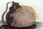  2002 anthro belly big_belly blush charlotte&#039;s_web claws feral fur grey_body grey_fur half-closed_eyes hands_on_belly hi_res huge_belly licking licking_lips looking_at_viewer male mammal motion_lines murid murine narrowed_eyes nick_bondra obese obese_feral overweight overweight_feral paws phraggle rat rodent signature sitting solo templeton_(charlotte&#039;s_web) tongue tongue_out traditional_media_(artwork) whiskers 