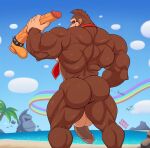  2023 accessory anthro ape back_muscles backsack balls barazoku big_balls big_butt big_dildo big_muscles big_penis bubble_butt butt cloud cock_ring day deltoids digital_media_(artwork) dildo directional_arrow donkey_kong_(character) donkey_kong_(series) english_text erection fur genitals gorilla hamstrings haplorhine hi_res holding_dildo holding_object holding_sex_toy huge_butt huge_muscles huge_thighs humanoid_genitalia humanoid_penis illumination_entertainment jewelry kamui_behemoth male mammal mario_bros muscular muscular_anthro muscular_male nails necktie nintendo nude outside palm_tree penis penis_accessory penis_jewelry plant primate quads rainbow rear_view rock sand sex_toy signature sky smile solo spiked_cock_ring spikes standing text the_super_mario_bros_movie thick_thighs tree triceps tuft vein water 
