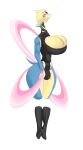  absurd_res big_breasts big_bulge boots breasts bulge cleavage cleavage_cutout cleavage_overflow clothed clothing cresselia detailed_bulge footwear generation_4_pokemon genital_outline genitals gynomorph hi_res high_heeled_boots high_heels intersex legendary_pokemon nintendo penis penis_outline pokemon pokemon_(species) pokemorph solo 