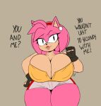  5_fingers amy_rose anthro berkthejerk breasts clothed clothing english_text eulipotyphlan female fingerless_gloves fingers gloves hair handwear hedgehog looking_at_viewer mammal pink_hair sega solo sonic_the_hedgehog_(series) text 