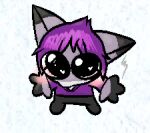  &lt;3 &lt;3_eyes ambiguous_gender anthro big_ears big_eyes black_clothing black_leggings black_legwear blush chibi clothing cowlick cute_expression cute_eyes derrik_(r3znor_x) digital_media_(artwork) emo_haircut fish grey_body hair hoodie leggings legwear marine messy_hair multicolored_body pixel_(artwork) purple_clothing purple_hair r3znor_x shark solo topwear 