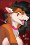  &lt;3 2022 ahegao anthro areola asphyxiation barking black_hair black_nose bodily_fluids breasts breath breath_cloud brown_body brown_ears brown_eyebrows brown_eyelashes brown_fur brown_markings canid canine choking cinnamon_(fluffyfoxarts) close-up collar dripping drooling eye_roll eyebrows fangs female fluffyfoxarts fox fur gums hair heart_(marking) hearts_around_head hi_res inner_ear_fluff leash leash_pull leashed_collar looking_pleasured mammal markings medium_breasts multicolored_body multicolored_fur nipples open_mouth orange_body orange_fur pink_areola pink_collar pink_inner_ear pink_leash pink_nipples red_background red_eyes red_fox saliva saliva_drip saliva_on_tongue saliva_string sharp_teeth signature simple_background snout solo teeth text tuft white_body white_fur white_inner_ear_fluff white_text yellow_sclera 