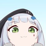  1girl :3 beret call_of_duty call_of_duty:_mobile chibi facial_mark girls&#039;_frontline green_eyes hat highres hk416_(girls&#039;_frontline) narchiart simple_background tagme teardrop teardrop_facial_mark teardrop_tattoo 
