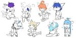  absurd_res angry anthro blonde_hair blue_hair blue_horn clothing cross-popping_vein dragon eyes_closed fur furred_dragon hair hi_res hoodie horn kutto kuttoyaki male orange_hair partially_colored purple_hair simple_eyes sitting sketch sketch_page solo standing topwear 