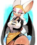  anthro arm_under_breasts bandanna bat bat_wings big_ears breasts choker clothed clothing crossed_arms female hair huge_thighs jewelry kerchief legwear mammal membrane_(anatomy) membranous_wings narrowed_eyes necklace rouge_the_bat sega smile sonic_the_hedgehog_(series) stockings thick_thighs underwear usa37107692 white_hair wings 