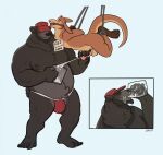 2023 ankles_tied anthro anthro_on_anthro areola ball_gag balls barbell_piercing bdsm bear beard beer_mug belly biped bodily_fluids bound brown_body brown_fur bulge clothed clothed/nude clothed_male_nude_male clothing cum cum_in_a_cup cum_in_mouth cum_inside cumshot digital_media_(artwork) drinking drinking_cum duo ejaculation english_text erection eyebrows eyes_closed facial_hair fur gag gagged genital_fluids genitals handjob hat headgear headwear hi_res holding_object humanoid_genitalia humanoid_penis jockstrap kangaroo liam_(runneroo) macropod male male/male mammal marsupial milo_(runneroo) mug nipple_barbell nipple_piercing nipples nude orgasm overweight overweight_anthro overweight_male penile penis piercing sex smile suspended_in_midair tan_body tan_fur text underwear valbits wrists_tied 