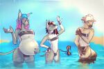  anthro bahati_dazzle_(indigobx) canid canine canis clothing domestic_dog girly gris_swimsuit group gynomorph herm hi_res hybrid hyena ibizan_hound indigobx intersex jouko_antilla_(indigobx) male mammal meme meme_clothing one-piece_swimsuit primitive_dog primitive_hunting_dog sea shy spotted_hyena swimwear translucent translucent_clothing translucent_swimwear trio uzuri_dazzle_(indigobx) water 