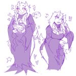  1:1 anthro blush bovid breasts caprine cartvage_(artist) cleavage cleavage_cutout clothed clothing dessert dress eyeshadow fangs female fluffy fluffy_tail food fur goat hi_res horn humanoid long_dress long_ears makeup mammal pie side_slit sketch solo tail teeth toriel tuft undertale_(series) white_body white_fur wide_hips 