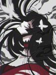  1girl black_hair bug butterfly ichihara_yuuko light_smile lips long_hair red_eyes solo tabun_ningen teeth xxxholic 