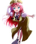  1girl absurdres blue_eyes braid breasts copyright_request highres hong_meiling long_hair looking_at_viewer mikan_(manmarumikan) red_hair shadow solo touhou twin_braids white_background 