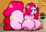  anthro big_breasts big_butt blue_eyes bodily_fluids breast_milking breasts butt cutie_mark english_text equid equine female friendship_is_magic hair hasbro horse huge_breasts huge_butt lactating mammal my_little_pony pink_body pink_hair pinkie_pie_(mlp) pony solo text thedeathcrow05 