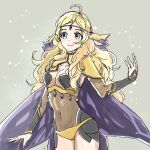  1girl ahoge blonde_hair bodystocking breasts cape circlet cleavage covered_navel donkuma_kakusei facing_viewer fire_emblem fire_emblem_fates grey_eyes looking_at_viewer ophelia_(fire_emblem) solo swept_bangs turtleneck upper_body 