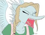  alpha_channel clothed clothing colored elijah_d73877 eyes_closed feathered_wings feathers female hair hi_res pterodactylus pterosaur reptile samantha_(snoot_game) scalie simple_background snoot_game solo transparent_background wings 
