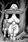  absurd_res areola big_breasts biped blush breasts clothed clothing double_deck duo elemental_creature elf erection erection_under_clothing female fungi_fauna fungus genitals hair hi_res humanoid humanoid_pointy_ears male male/female monochrome nipples not_furry plant pussy tree 