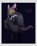  anthro butt clothed clothing crouching dagger elden_ring female footwear fromsoftware fur grey_body grey_fur hi_res mammal mask melee_weapon murid murine partially_clothed rat rear_view rodent solo sukk-madikk underwear weapon 