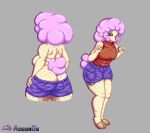  afro anjel0o anthro big_butt bovid butt caprine cute_expression cute_eyes digital_media_(artwork) female fluffy freckles light_clothing mammal pixel_(artwork) sheep solo 