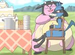  bdsm belly bondage bound eating feeding generation_4_pokemon hi_res inflation kazutti lucario nintendo overweight pokemon pokemon_(species) weight_gain 