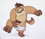  anthro bayern_(buffalonickels) beard bottomwear brown_hair buffalonickels clothed clothing facial_hair genitals gulonine hair humanoid_genitalia humanoid_penis male mammal manly musclegut mustelid musteline overweight overweight_anthro overweight_male partially_clothed penis piercing pubes shorts shorts_down solo white_bottomwear white_clothing white_shorts wolverine 