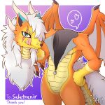  &lt;3 2023 acky05 animate_inanimate anthro blue_eyes clothing costume detachable detachable_head dragon fur fursuit headless hi_res hollow_body horn kemono living_clothing living_fursuit looking_at_viewer male orange_body scalie scar simple_background solo tail tongue tongue_out wings zipper 