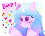  &lt;3 2023 blue_hair digital_media_(artwork) equid equine eyelashes female feral fur hair happy hasbro hi_res hooves horn izzy_moonbow_(mlp) mammal mlp_g5 my_little_pony petaltwinkle purple_body purple_eyes purple_fur rainbow smile solo tongue tongue_out unicorn 