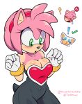  2023 5_fingers accessory alternate_costume amy_rose anime_nosebleed anthro armor artist_name bare_shoulders bat biped black_nose blood blush bodily_fluids bodysuit bracelet breast_squish breastplate breasts check_mark cleavage clothed clothing cosplay duo emanata eulipotyphlan exclamation_point eyelashes female fingers flash_emanata gloves green_check_mark green_eyes green_tick_mark hair hair_accessory hairband handwear heart_clothing hedgehog hi_res jewelry looking_at_own_breasts looking_at_self mammal no_symbol nosebleed pink_face pink_hair question_mark red_hairband rouge_the_bat rouge_the_bat_outfit sega short_tail simple_background skinsuit small_nose sonic_the_hedgehog_(series) squish surprised_expression tail the_other_half tick_mark tight_clothing twitter_handle white_background white_clothing white_gloves white_handwear 