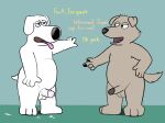 after_sex anthro balls bodily_fluids brian_griffin canid canine canis cum cum_dripping_from_penis dialogue domestic_dog duo family_guy genital_fluids genitals hi_res humanoid_genitalia humanoid_penis male male/male mammal new_brian nude penis spurdies 