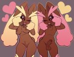  anthro areola biped black_sclera blush brown_areola brown_body brown_fur duo erection eyelashes female fur generation_4_pokemon hand_tuft hands_under_head head_tilt hearts_around_head hi_res humanoid leaning_to_side littlegeecko looking_at_viewer lopunny male multicolored_body multicolored_fur nintendo nipples nude one_eye_closed open_mouth pink_ears pink_heart pokemon pokemon_(species) pubes red_eyes smile suggestive suggestive_look two_tone_body two_tone_fur wink yellow_ears yellow_heart 