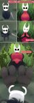  2_toes absurd_res anthro breasts comic cornchip21 dialogue duo feet female foot_fetish foot_focus foot_play hi_res hollow_knight hornet_(hollow_knight) male male/female noctibus size_difference soles speech_bubble team_cherry the_knight_(hollow_knight) toes 