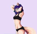  belly canid canine canis clothing domestic_dog eyewear female fluffy fluffy_ears fluffy_tail fur glasses hi_res mammal navel naytek pink_body pink_fur shirt solo solo_focus standing su tail tank_top topwear 