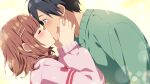  1boy 1girl closed_eyes game_cg hair_ornament hairclip haru_(sakura_alien) hetero highres hiyori_(sakura_alien) holding_another&#039;s_head inma kiss light_blush non-web_source orange_hair sakura_alien 