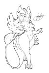  4_ears anthro avali avali_(original) avian beak bird feathers feet franklyfurry fur hair hi_res male multi_ear simple_background smile solo toes winged_arms wings 