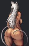  absurd_res animal_ears animal_humanoid animal_tail big_breasts big_butt bodily_fluids breasts butt cat_humanoid dark_body dark_skin felid felid_humanoid feline feline_humanoid female ghislaine_dedoldia grey_background grey_hair hair hi_res huge_breasts huge_butt humanoid long_hair mammal mammal_humanoid mushoku_tensei nude rear_view simple_background slimybuttcheeks solo sweat sweatdrop thick_thighs wide_hips 