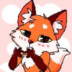  1:1 :3 aworgfen_(artist) black_pupils blush canid canine chest_tuft digital_media_(artwork) female feral fox fox_ears fox_tail fur hi_res inner_ear_fluff looking_at_viewer mammal multicolored_body multicolored_fur pappy_(vkontakte) pink_background pixel_(artwork) pupils simple_background smile smiling_at_viewer solo solo_focus tuft two_tone_body two_tone_fur vkontakte yellow_sclera 
