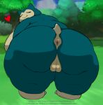  &lt;3 anthro anus bent_over big_breasts big_butt blue_body blue_fur breasts butt dorkass eyes_closed female fur generation_1_pokemon genitals huge_breasts looking_at_viewer looking_back mouth_closed multicolored_body multicolored_fur nintendo outside pokemon pokemon_(species) pussy smile snorlax solo standing tail thick_thighs white_body white_fur wide_hips 