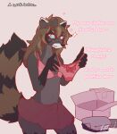  alain_the_raccoon_(softthaicat) anthro blush bottomwear brown_hair bulge butt caption clothed clothing crossdressing erection gender_transformation genitals girly hair hi_res hypnosis hypnotic_eyes lynnsnowmew male mammal mind_control open_mouth penis procyonid raccoon smile solo tail transformation transformation_sequence underwear 