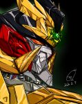  aura black_background commentary_request dated from_side genesic_gaogaigar highres looking_ahead mecha myon2 no_humans orange_eyes portrait profile robot science_fiction signature simple_background solo super_robot v-fin yuusha_ou_gaogaigar yuusha_ou_gaogaigar_final yuusha_series 