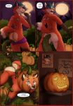  all_fours anal anal_penetration anthro assisted_exposure bottomwear butt canid canine clothing food forced forced_transformation fox fruit full_moon genitals hi_res jack-o&#039;-lantern looking_back male mammal moon nude penetration pickles-hyena plant pumpkin pumpkin_head pussy shorts solo transformation 