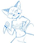  2019 4_fingers anthro bandeau biped blue_and_white breasts canid canine character_request cheek_tuft claws cleavage clenched_teeth clothed clothing digital_drawing_(artwork) digital_media_(artwork) facial_scar facial_tuft fangs female female_anthro finger_claws fingers forehead_scar fur gloves_(marking) head_scar hi_res holding_knife holding_object inner_ear_fluff kabula_(artist) knife looking_aside mammal markings midriff monochrome navel notched_ear open_mouth partially_clothed partially_clothed_anthro partially_clothed_female prick_ears pupils scar shoulder_tuft simple_background sketch slit_pupils small_breasts solo standing tail teeth topwear tuft weapon white_background x_scar 